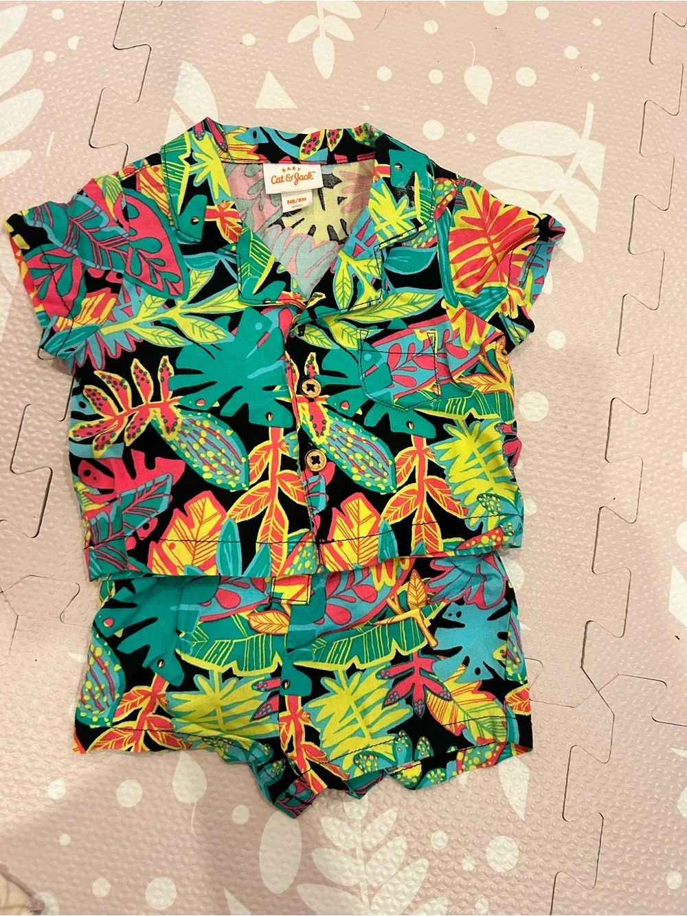 Hawaii style Collar Top & Bottoms Set, Size Newborn